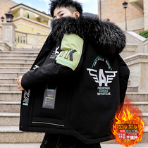 Autumn and winter 12-year-old boy thick coat 13 junior high school students trend jacket 16 high school students down cotton coat