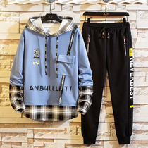 Youth Autumn Sweater mens coat junior high school students spring and autumn sports suit Korean trend two-piece clothes