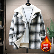 Youth winter plus velvet thickened cotton-padded clothes male junior high school students lamb wool jacket winter dress thickened cotton-padded jacket