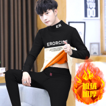 Youth winter mens thermal underwear plus velvet padded a set of autumn clothes and trousers for middle school students hot cotton sweater