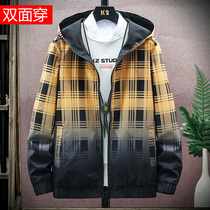 Mens jacket 2020 Spring and Autumn Korean version of youth double-sided wear gradient handsome trend mens coat autumn jacket