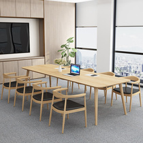 Solid wood conference table long desk desk rectangular Workbench desk simple modern negotiation training table and chair combination