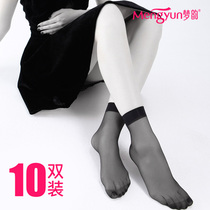 Womens Mengyun stockings womens thin short socks flesh-colored thin socks Summer black summer flesh-colored womens socks anti-hook silk