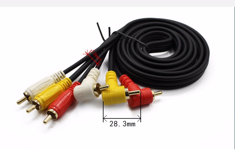 tivi xiaomi 75 inch Akihabara ba cặp ba dây cáp âm thanh dây sen đặt hộp trên cùng cũ kết nối tín hiệu TV AV HD dòng đỏ vàng trắng ba màu cắm 3 đến 3 đầu ra video rca cộng với dây nối dài - TV tivi màn hình cong