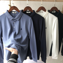 Company goods Little squirrel series Autumn new mens trend lapel solid color bottoming long-sleeved T-shirt POLO shirt
