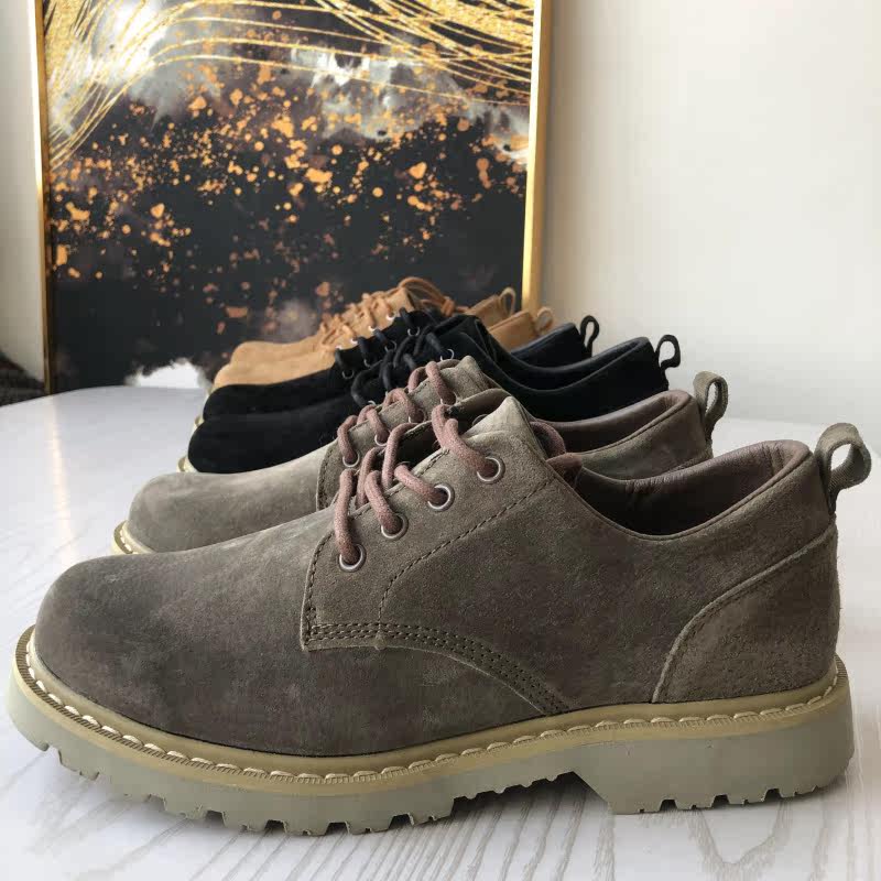 Retro British Korean version leather suede Martin boots men's autumn and winter business casual cow suede lace-up tooling men's leather shoes