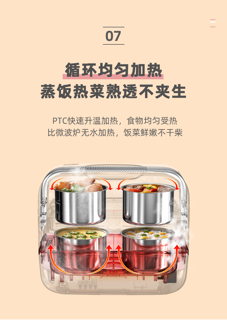 小熊 加热双层保温电热饭盒 双层4内胆 可插电加温 图15