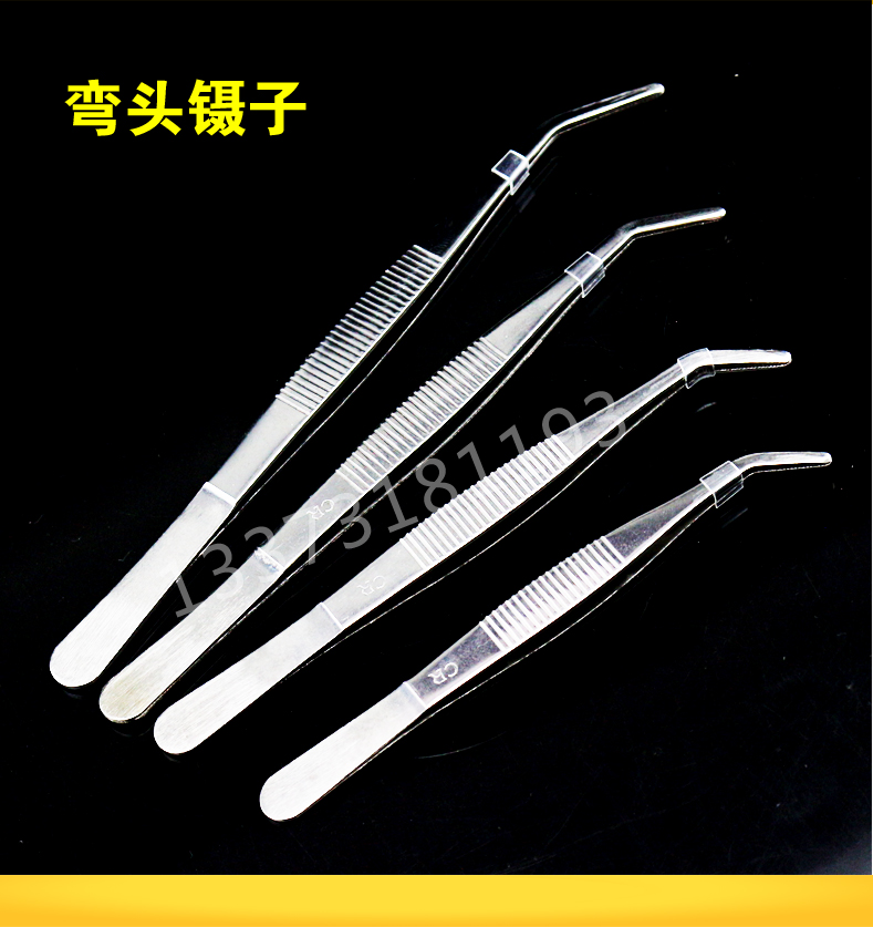 Thickened Stainless Steel Housekeeping Clamp Tweezers Flat Round Straight Elbowed Tea Cup Pinch Water Grass Inclusions Repair Pincers Tweezers