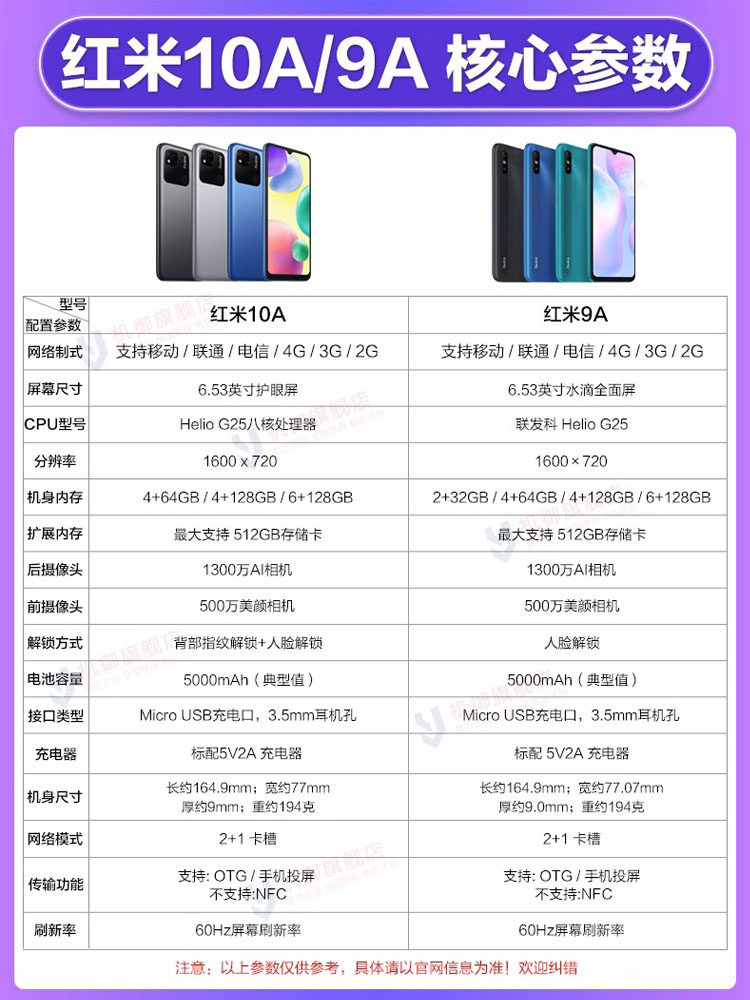 Бывшие в употреблении мобильные телефоны 二手miui/小米 redmi 9a红米大屏幕全面屏全网通原装正品游戏手机