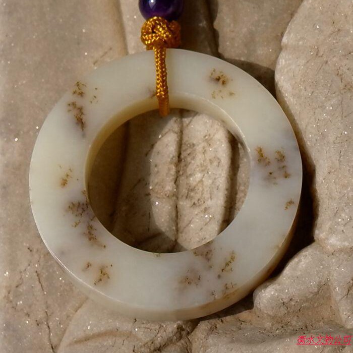 Piao=jin 5382 stock natural Xinjiang Hetian jade white jade seed material jade ring cassock ring pendant pendant with certificate