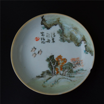 Xiang=Luo famous Fang Jia Zhen Shallow Jiangcai landscape small plate porcelain Porcelain literati porcelain art collection