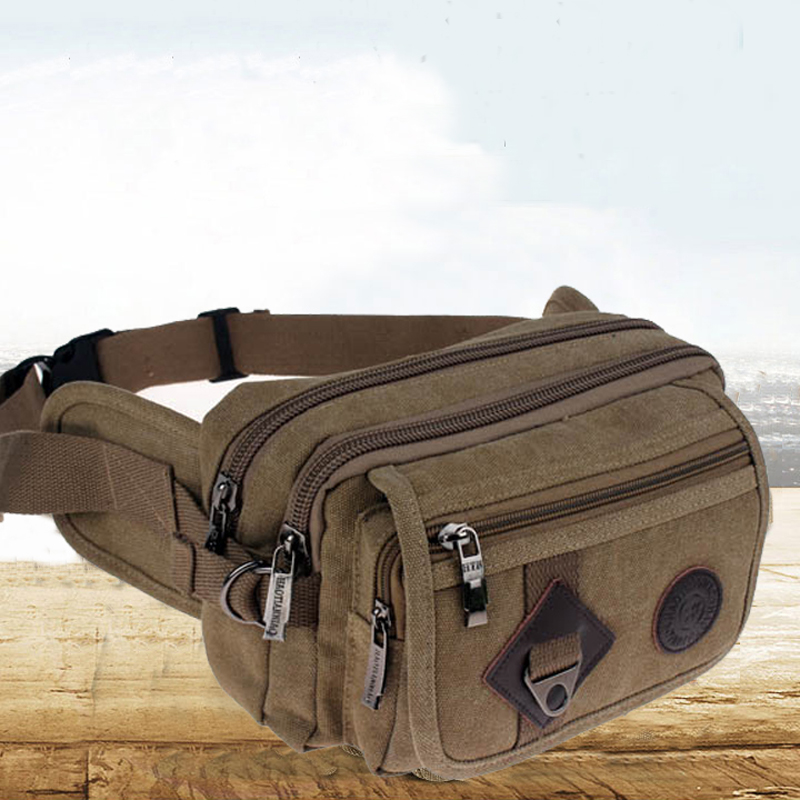 Canvas Pocket Men's Large Capacity Multifunction Work Site Work Small Collection Of Money Multilayer Casual Male Earthen Bag