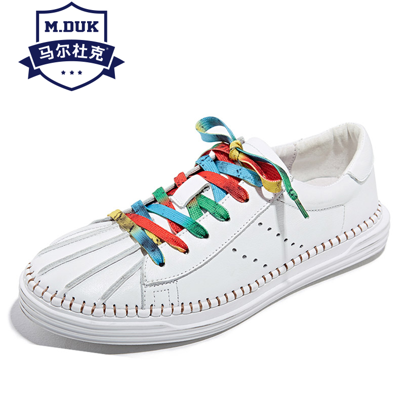 Malduke leather shoes couples shoes spring and autumn Korean couples shoes and shoes with British white shoes