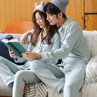 Bộ đồ ngủ mùa xuân và mùa thu đôi tay dài cotton mùa thu mỏng phiên bản Hàn Quốc của cotton dễ thương nam nữ phù hợp với mùa đông bộ mặc nhà cho nam