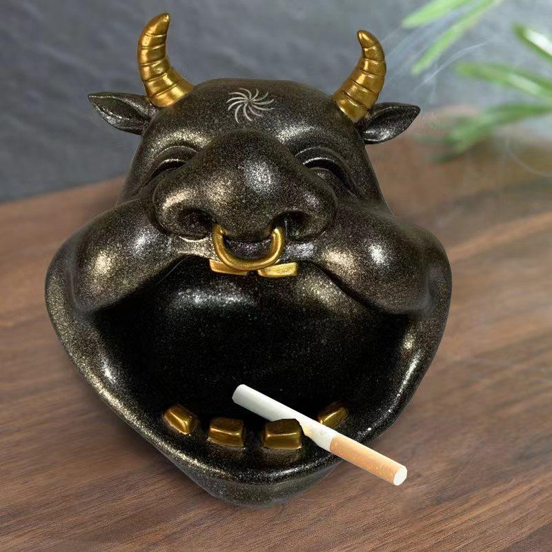 Eurostyle Ashtray Big Mouth Bull Creative Individuality Trend Home Living Room Tea Table can be decorated with Multi-purpose Tobacco Cylinders