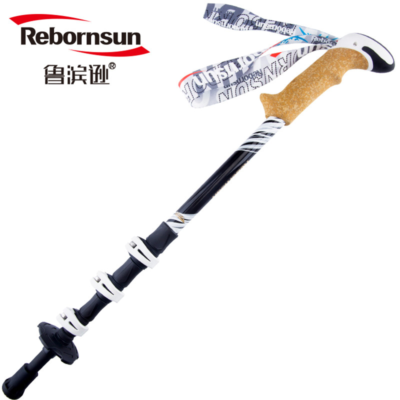 Robinson external lock trekking stick four-section stick cane cane carbon telescopic stick travel equipment outdoor supplies