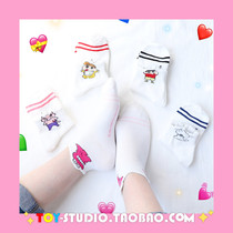 Small New Left Necropolis Pig Cartoon Socks Cute Day Series Soft Girl Students Lovers Spring Socks Summer Pure Cotton Medium Socks