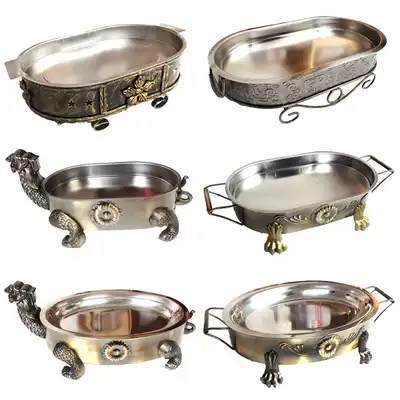 Seafood big coffee plate seafood crayfish plate seafood big pot Oval seafood big coffee stove round rectangle