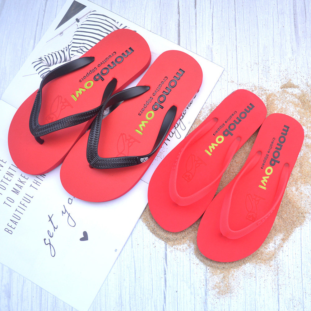 Owl Monobo Male Summer Rubber Non-slip Bottom Brief Female Couple Pure color beach clip feet herringbone dragging sandals