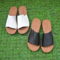 Womens Korean version of ultra-fiber leather spliced flat-heeled flat-bottom fashion cork-colored Slipper slippers