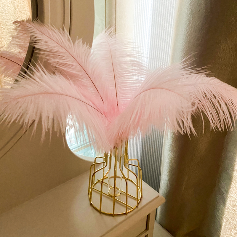 White Nordic Pink Feather Decoration Rabbit Tail Grass Vase Dry Flowers Valentine's Day Swing Piece Home Living Room Furnishing-Taobao