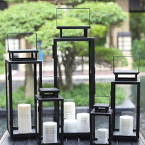 Eurostyle Outdoor Iron Art Candleholder Pendulum Pieces Glass Floor Wind Light Wedding Gifts Hotel Decorations New Year Hem