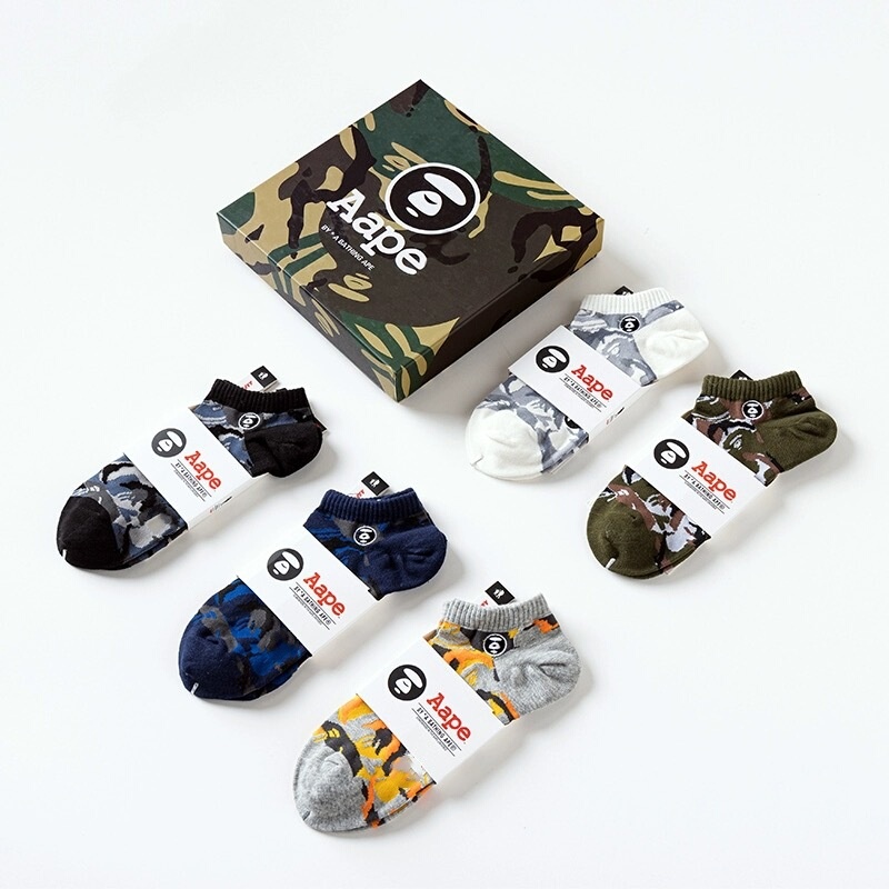 Men's Camouflage Socks, Summer Pure Cotton Deodorant Short Socks, Boat Socks, Thin Trendy Socks, Women's Sports Socks, Embroidered Men's Socks, Breathable