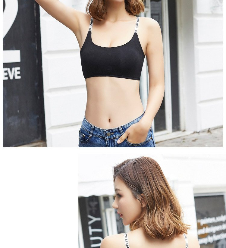 Mới bảng chữ cái tiếng Anh cotton thể thao áo ngực nữ sling gợi cảm quấn ngực mà không có vòng thép đáy đồ lót đồ lót áo lót