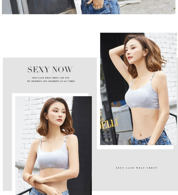 Mới bảng chữ cái tiếng Anh cotton thể thao áo ngực nữ sling gợi cảm quấn ngực mà không có vòng thép đáy đồ lót đồ lót áo lót