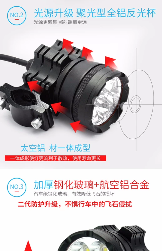 Đèn điện siêu sáng bên ngoài đèn pha xe máy Bóng đèn LED pin pin đèn pha xe đạp điện 12V đèn rogue đèn led bi cầu cho xe máy