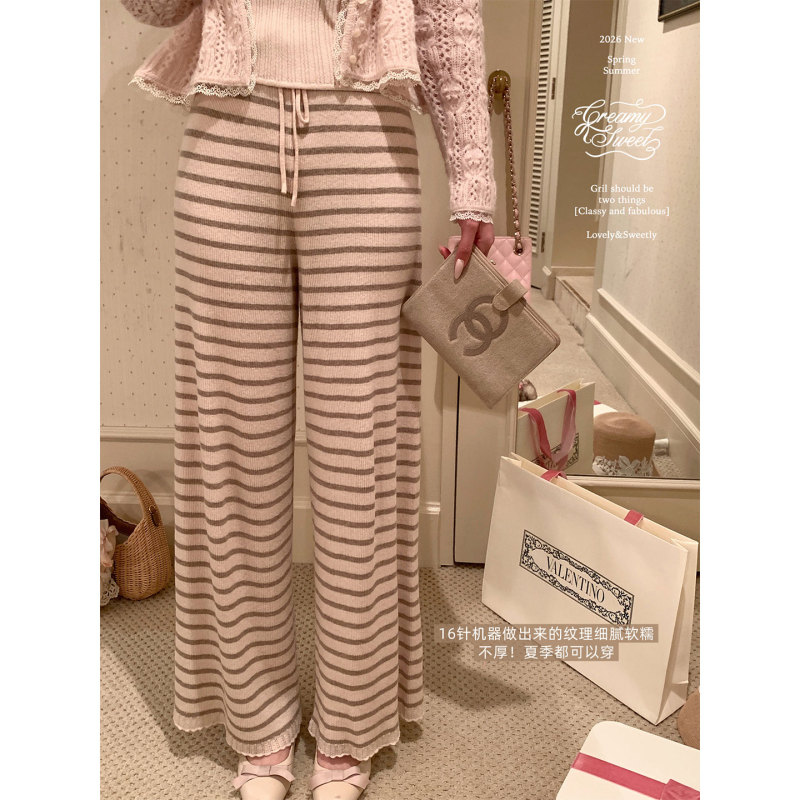 Creamysweet Beloved Everyday Striped Knit Casual Pants for Women, Versatile and Flowy Striped Pants for All Seasons Creamysweet Beloved Everyday Striped Knit Casual Pants for Women, Versatile and Flowy Striped Pants for All Seasons