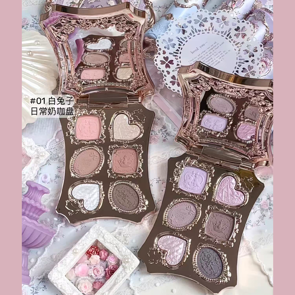 Палетка теней Eyeshadow Flower Knowledge Bonnie Garden, шесть оттенков перламутр и мат, нежные розово-молочные тона