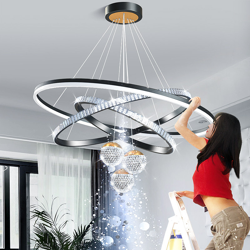 2022 new light and luxurious chandelierlamp modern minimalist living-room living-room light creative nemesis red round dining room lighting water crystal lamp