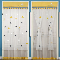Anti-mosquito curtain household non-perforated summer bedroom fly-proof curtain partition curtain Velcro gauze lace double-layer yarn