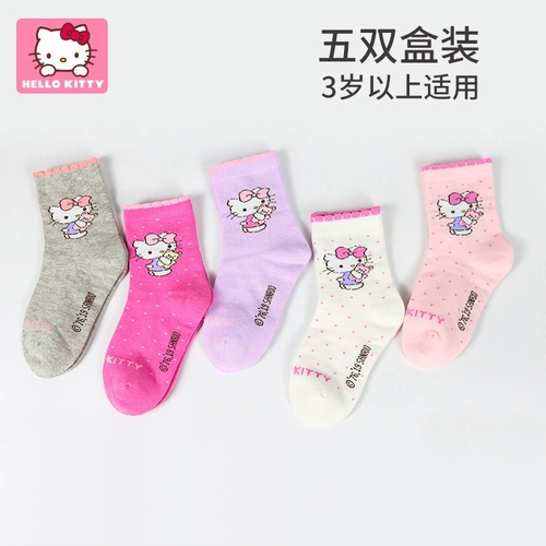 Hello kitty, детские демисезонные зимние носки для школьников и студентов, средней длины, подходят для подростков