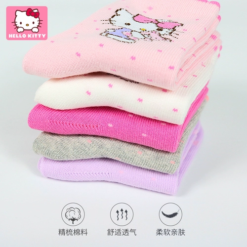 Hello kitty, детские демисезонные зимние носки для школьников и студентов, средней длины, подходят для подростков
