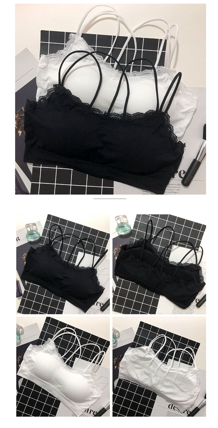 Quần lót nữ hàng đầu làm đẹp trở lại dây đeo vest ren tập hợp gợi cảm chéo vành đai quấn ngực loại đáy ngực chống ánh sáng pad áo ngực không dây