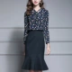 Ink and Qinghua Autumn Sản phẩm mới thời trang của phụ nữ Slim Fit Giả váy hai mảnh thắt lưng in hình đuôi cá - Sản phẩm HOT