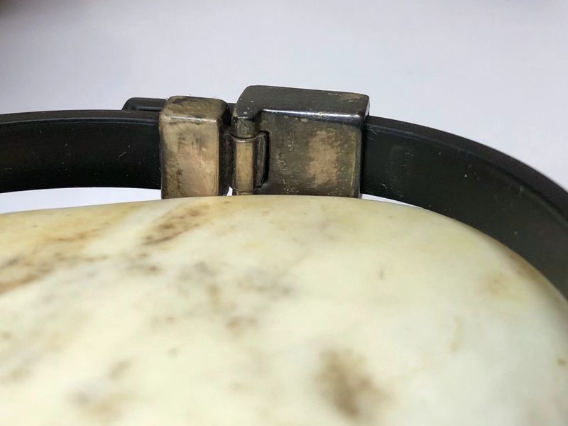 Italian Sterling Silver Hand-Made Inlaid Rubber Bracelet Bracelet with a Very Craftsmanship. the Author's Poke and Stylish