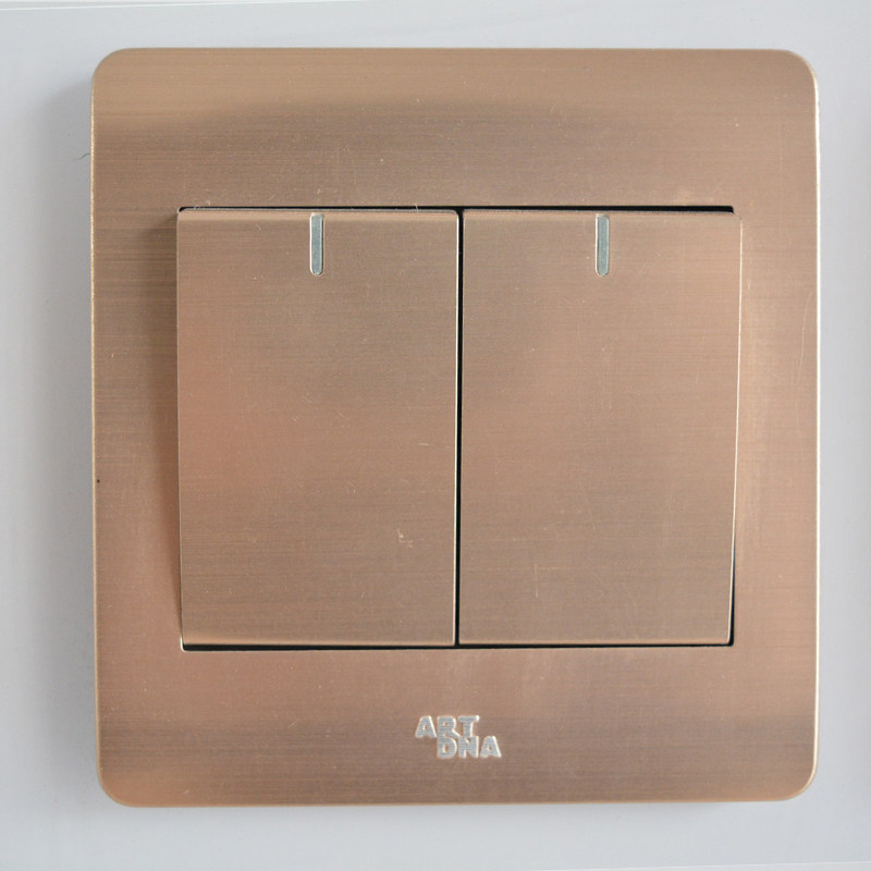 The new 86-type elegant point A66 home champagne gold wire drawing rocker wall single control single 2 two switch panel