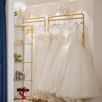 Wrought iron wedding shop high-end dress cheongsam display rack hanging clothes rack floor-to-ceiling clothing rack Photo studio display rack
