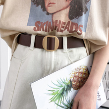 韩国圆扣皮带女宽简约百搭无孔腰带女