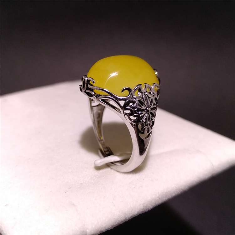 (Extra) 925 Silver Live Back Holding Gem Size Approx 13*18mm Amber Honey Wax Diy