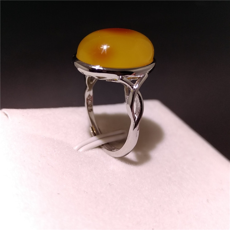 (Extra) 925 Silver Live Back Holding Gem Size Approx 11 5*16mm Amber Honey Wax Diy