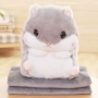 Dễ thương Hamster Gối Chăn Sử dụng kép Napping Gối Xe Đệm Gấp Điều hòa nhiệt độ Đệm Lông cừu gối tựa chống đau lưng