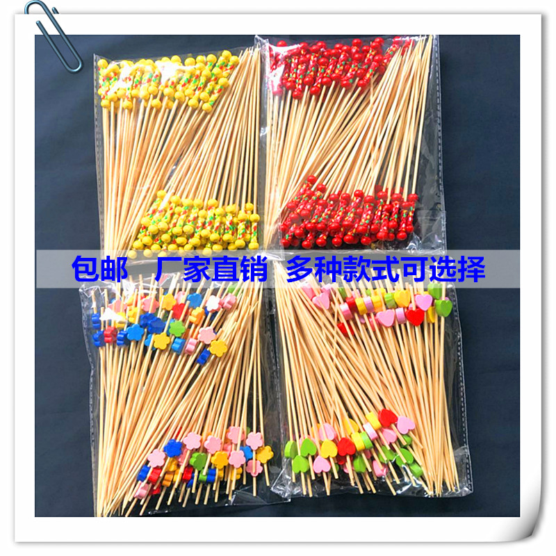Disposable fruit bamboo stick art toothpick creative KTV fruit stick fruit cake dessert decoration flower stick