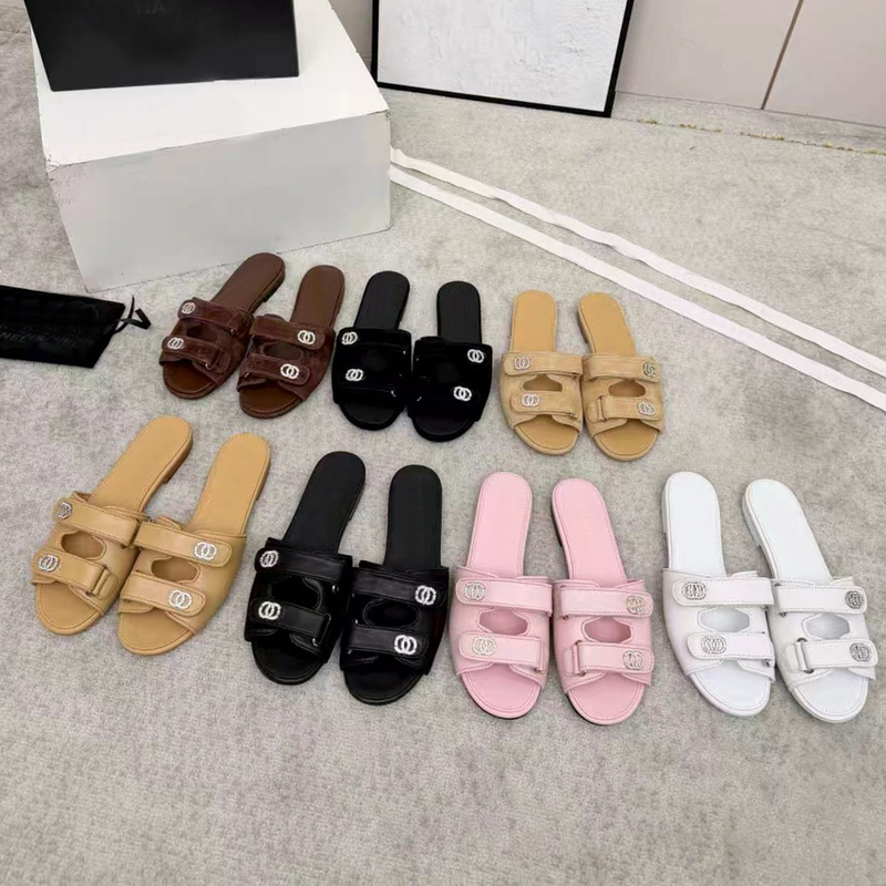 French-Style Double-Strap Velcro Buckle Slip-On Sandals for Women, 2026 Summer Open-Toe Outdoor Flat Versatile Fashionable Sandals