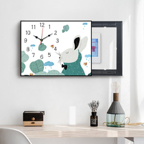 Modern minimalist living room electric meter box decoration painting with clock weak electric distribution box sheltering painting cartoon hanging paintings free of punch