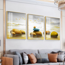 New Chinese Living Room Light Extravagant Atmosphere Sofa Background Wall Decoration Painting Modern Brief Triplex Art Wall Hanging Painting