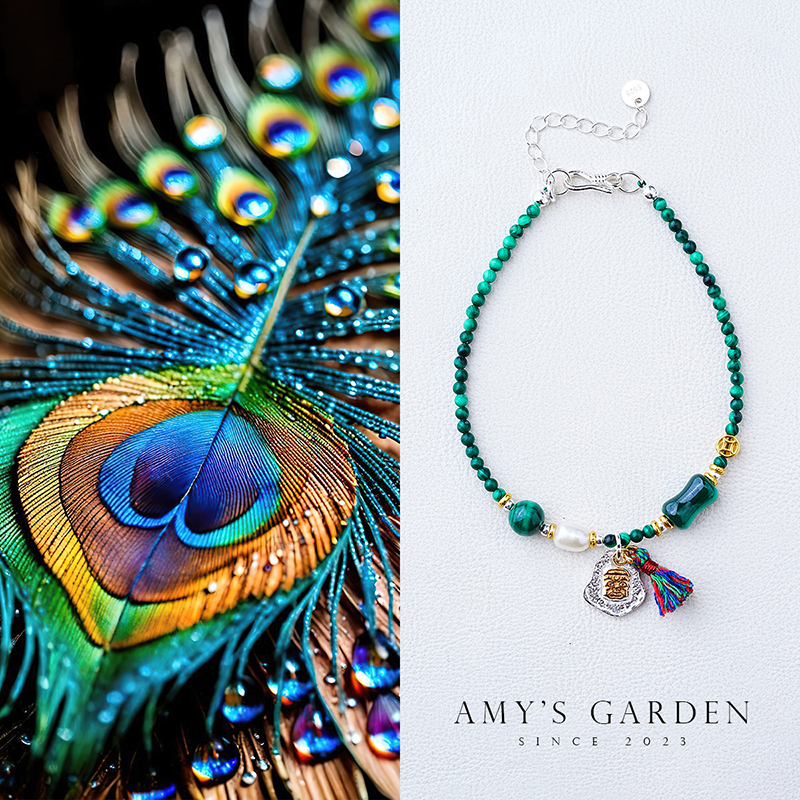 Amy's Garden'Que Shang' Natural Malachite Bracelet for Women, Original Small Rice Bead Bracelet, Gift for Best Friend